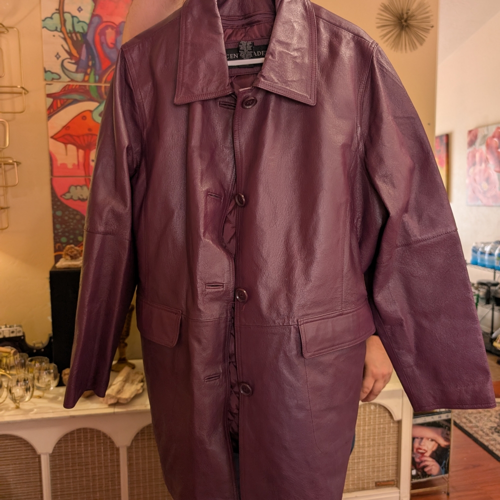 Evan Picone Purple Trench Coat Classic Water-Resistant